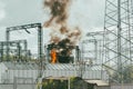 Fire on electrical substation