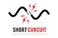 Short circuit with sparks vector electrical icon