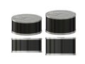 Short cylindrical black label tin can with pull tab, clipping p Royalty Free Stock Photo