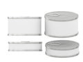 Short cylindrical white blank label tin can with pull tab, clip