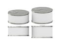 Short cylindrical white label tin can with pull tab, clipping p