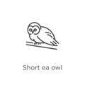 short eared owl icon vector from owl collection. Thin line short eared owl outline icon vector illustration. Outline, thin line