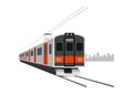 Short electric commuter train. Simple flat illustration.