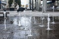 Short exposure photo of a few small fountains in Kouvola, Finland on a summer day