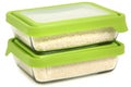 Short Grain White Rice in Glass Storage Containers