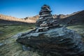 Cairns stacked along route to Spains highest point - mulhacen