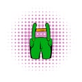 Short green pants icon, comics style