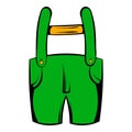 Short green pants icon, icon cartoon