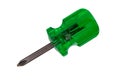 Short green screwdriver on white background Royalty Free Stock Photo