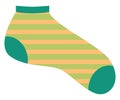Short green sock with stripes, icon