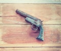 short gun on the wooden board , Thailand hand made gun Royalty Free Stock Photo