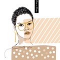 Short hair and glasses earrings african model Fashion Model Sketch Fashionable Woman Texture