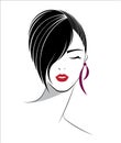 Short hair style icon, logo women face