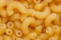 Short Italian pipe pasta. Pasta is delicious Italian traditional food made from wheat flour like noodles.Dry pasta background.Top