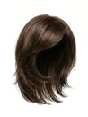 Short Layered Brown Wig with Side Swept Bangs Isolated on White Royalty Free Stock Photo