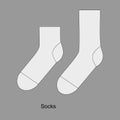 Short and long sport sock template, 3d realistic vector illustration isolated on white background. Socks template vector Royalty Free Stock Photo