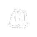 Short pant jeans outline drawing vector, short pant jeans in a sketch style, trainers template outline, vector Illustration