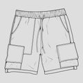 Short pants outline drawing vector, short pants in a sketch style, trainers template outline, vector Illustration. Royalty Free Stock Photo