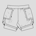 Short pants outline drawing vector, short pants in a sketch style, trainers template outline, vector Illustration. Royalty Free Stock Photo