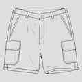 Short pants outline drawing vector, short pants in a sketch style, trainers template outline, vector Illustration. Royalty Free Stock Photo