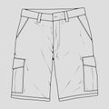 Short pants outline drawing vector, short pants in a sketch style, trainers template outline, vector Illustration. Royalty Free Stock Photo