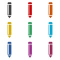 Short Pencil, Short small pencil icon or logo, color set Royalty Free Stock Photo