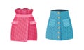 Short pink and blue textile skirts set. Fashion female apparel cartoon vector illustration Royalty Free Stock Photo