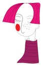 Short pink haired girl illustration vector