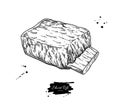 Short rib vector drawing. Beef, pork or lamb meat hand drawn sketch. Engraved food illustration. Royalty Free Stock Photo