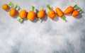 Short Rondo carrots on grey textured background with copy space,  top view Royalty Free Stock Photo