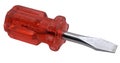 Short screwdriver with a red handle on white Royalty Free Stock Photo