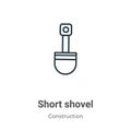 Short shovel outline vector icon. Thin line black short shovel icon, flat vector simple element illustration from editable