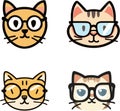 Short-sighted myopic cat wearing spectacles vector graphical illustration