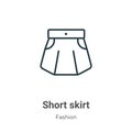 Short skirt outline vector icon. Thin line black short skirt icon, flat vector simple element illustration from editable fashion Royalty Free Stock Photo