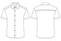 Short sleeved men resort shirt flat technical drawing vector illustration mockup template design