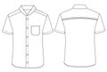 Short sleeved men resort shirt flat technical drawing vector illustration mockup template design