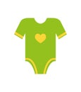 Short Sleeves Legless Green Romper Yellow Heart