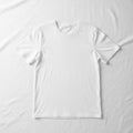 With short sleeves and a round neckline laid flat on a matching white Royalty Free Stock Photo