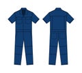 Short sleeves working overalls Jumpsuit, Boilersuit template vector illustration | Blue