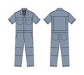 Short sleeves working overalls  Jumpsuit, Boilersuit  template vector illustration | Gray Royalty Free Stock Photo