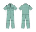 Short sleeves working overalls Jumpsuit, Boilersuit template vector illustration | green