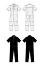 Short sleeves working overalls Jumpsuit, Boilersuit template vector illustration set