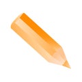 Short small pencil icon realistic style. Orange colorful pencil