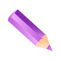 Short small pencil icon realistic style. White colorful pencil Royalty Free Stock Photo
