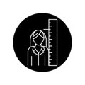 Short stature black glyph icon. Height measurement in children. Pictogram for web page, mobile app, promo. Editable Royalty Free Stock Photo