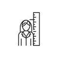 Short stature color line icon. Height measurement in children