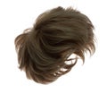 Short straight Wig hair style fly fall explosion. Dark Brown man woman wig hair float in mid air. Straight brown blonde wig hair