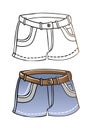 Short summer blue jeans shorts vector eps illustra