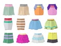 Short summer skirts in flat design