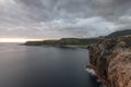 Short after sunrise at the coastline of Agualva from the mirador de Alagoa during a cloudy sunrise on Ilha Terceira Island, Azores